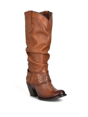 Women's Slouchy Western Knee-High Boot - Tan